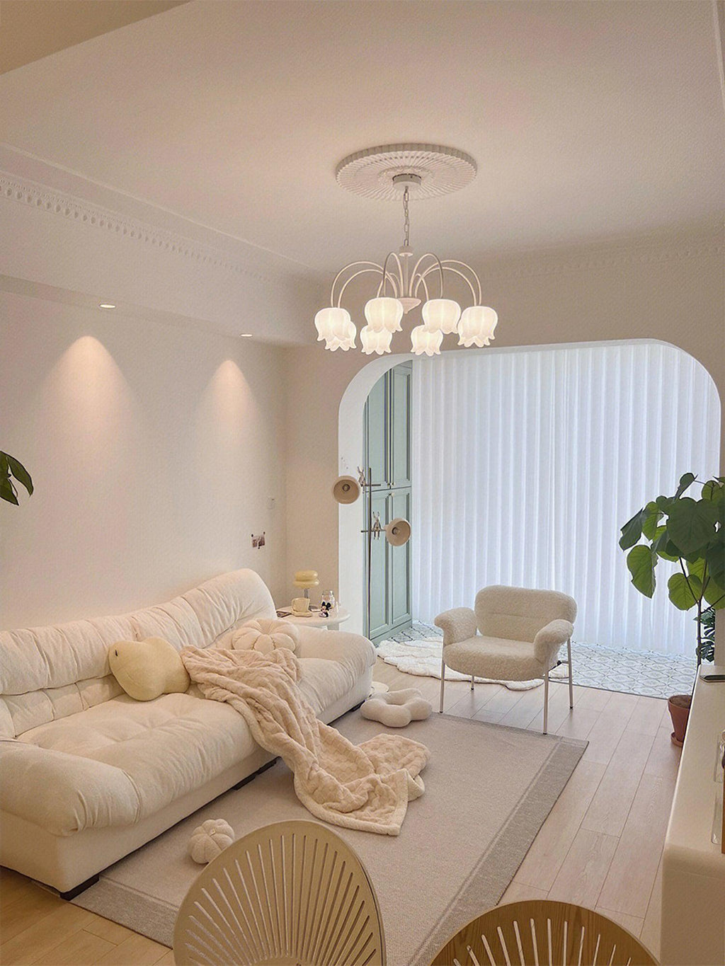 Lustra Chandelier Floral Blanc Élégant - Neutralighting