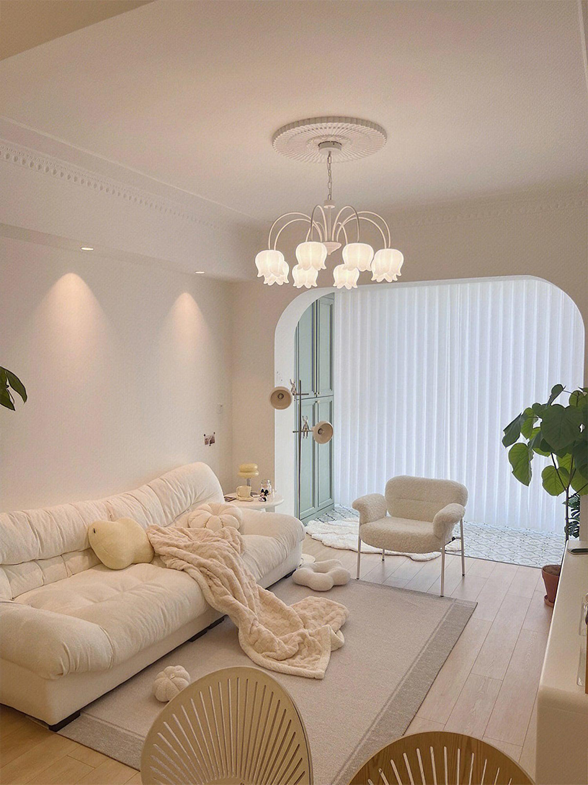 Lustra Chandelier Floral Blanc Élégant - Neutralighting