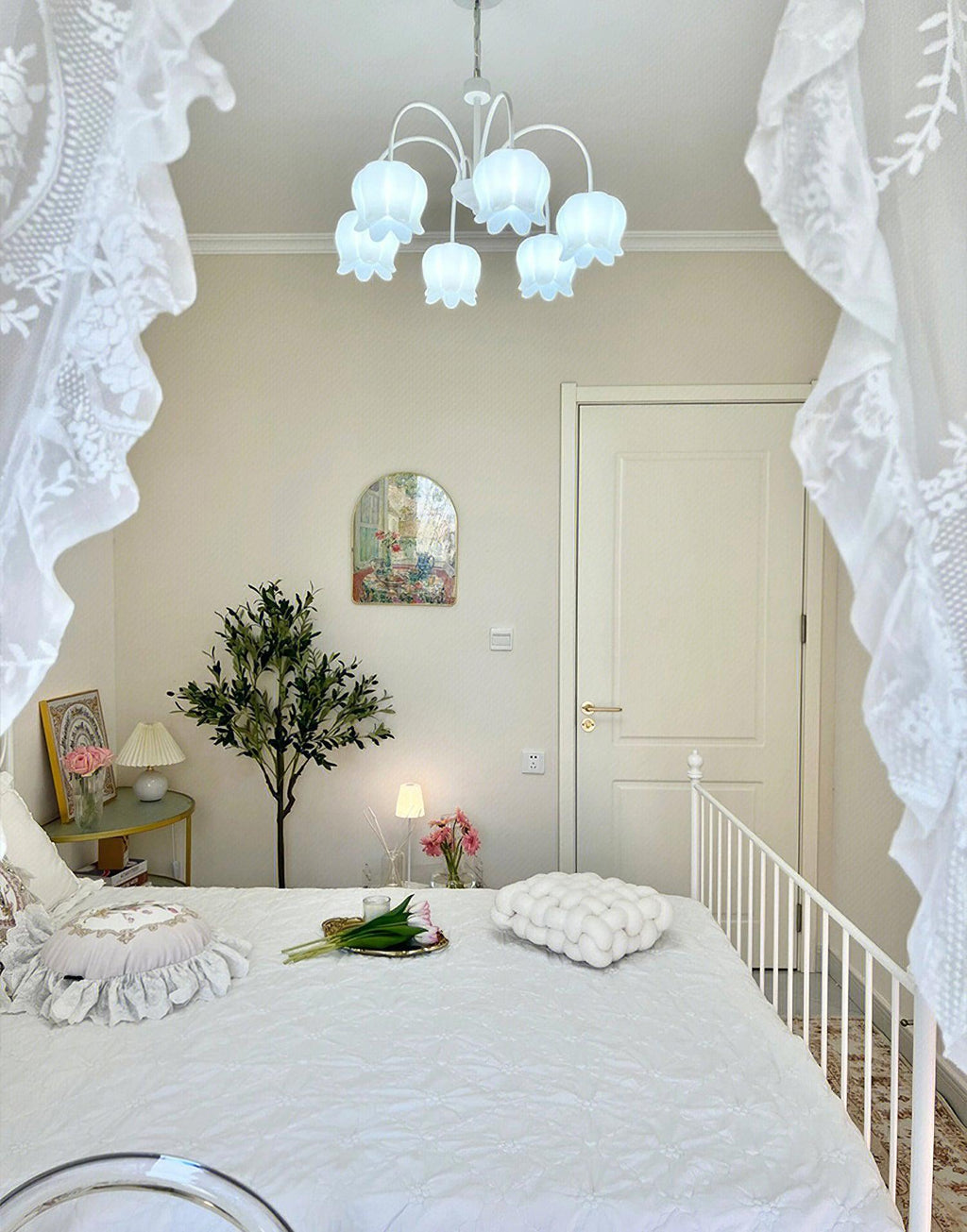 Lustra Chandelier Floral Blanc Élégant - Neutralighting