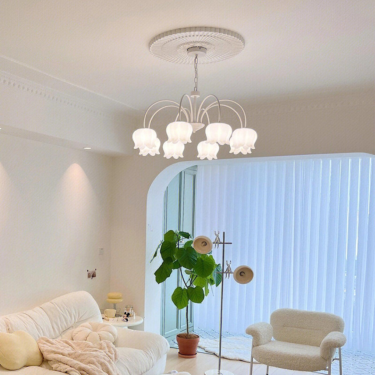 Lustra Chandelier Floral Blanc Élégant - Neutralighting