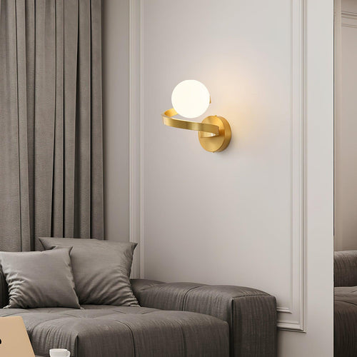 Abner Courbé Moderne Minimaliste Laiton Verre Applique Murale - Neutralighting