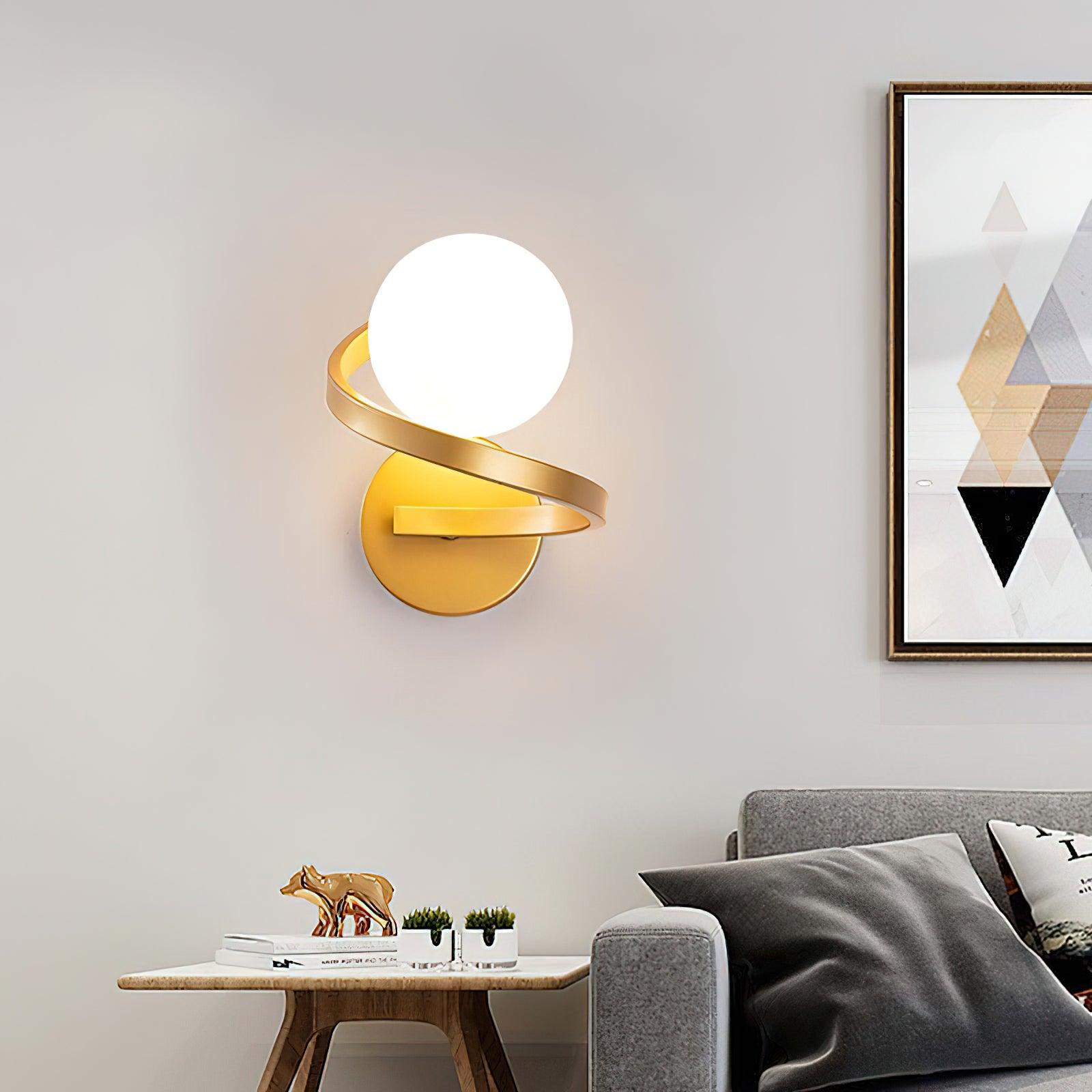 Abner Courbé Moderne Minimaliste Laiton Verre Applique Murale - Neutralighting