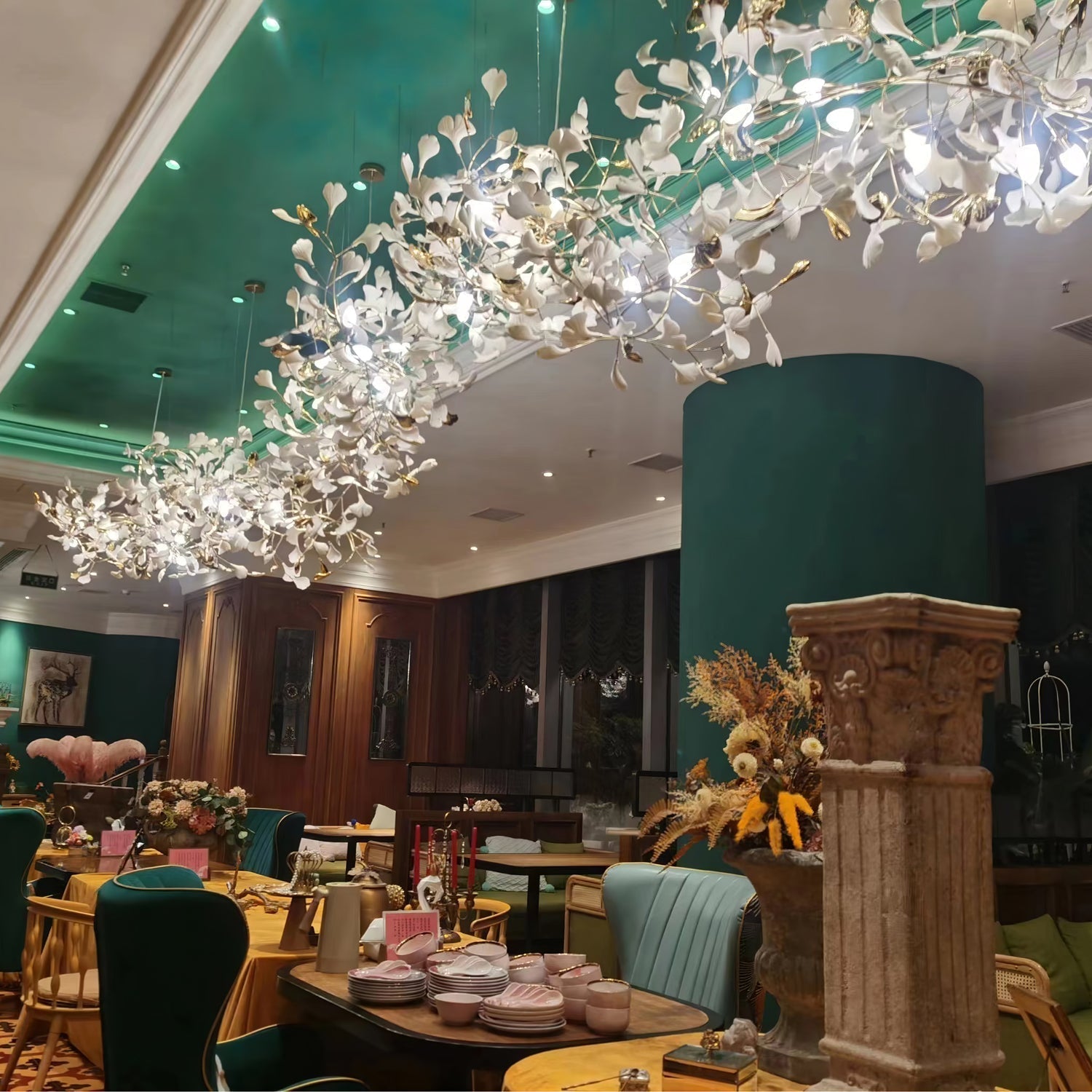 Olivia Céramique Gingko Feuille Lustre - Neutralighting