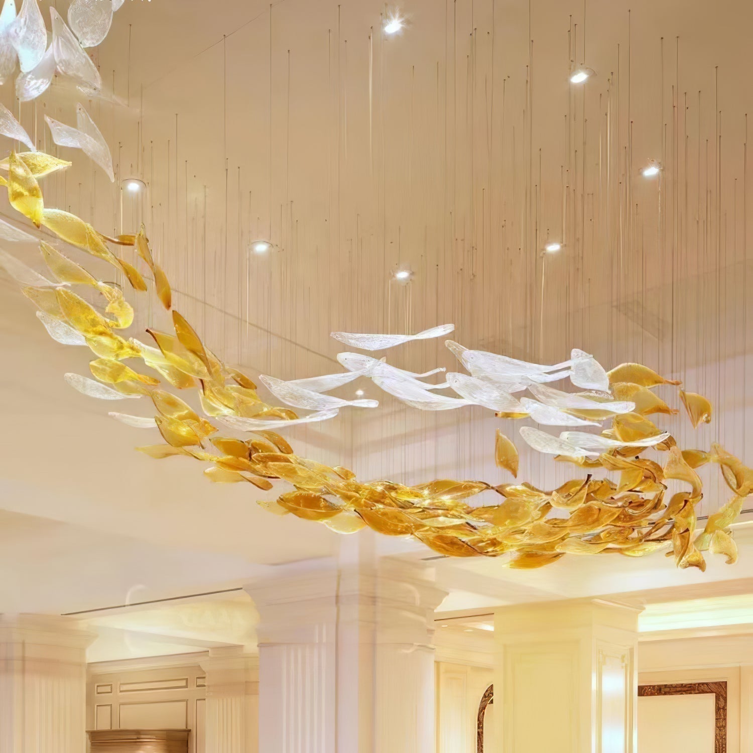 Vamararae Feuille Verre Cascade Lustre - Neutralighting