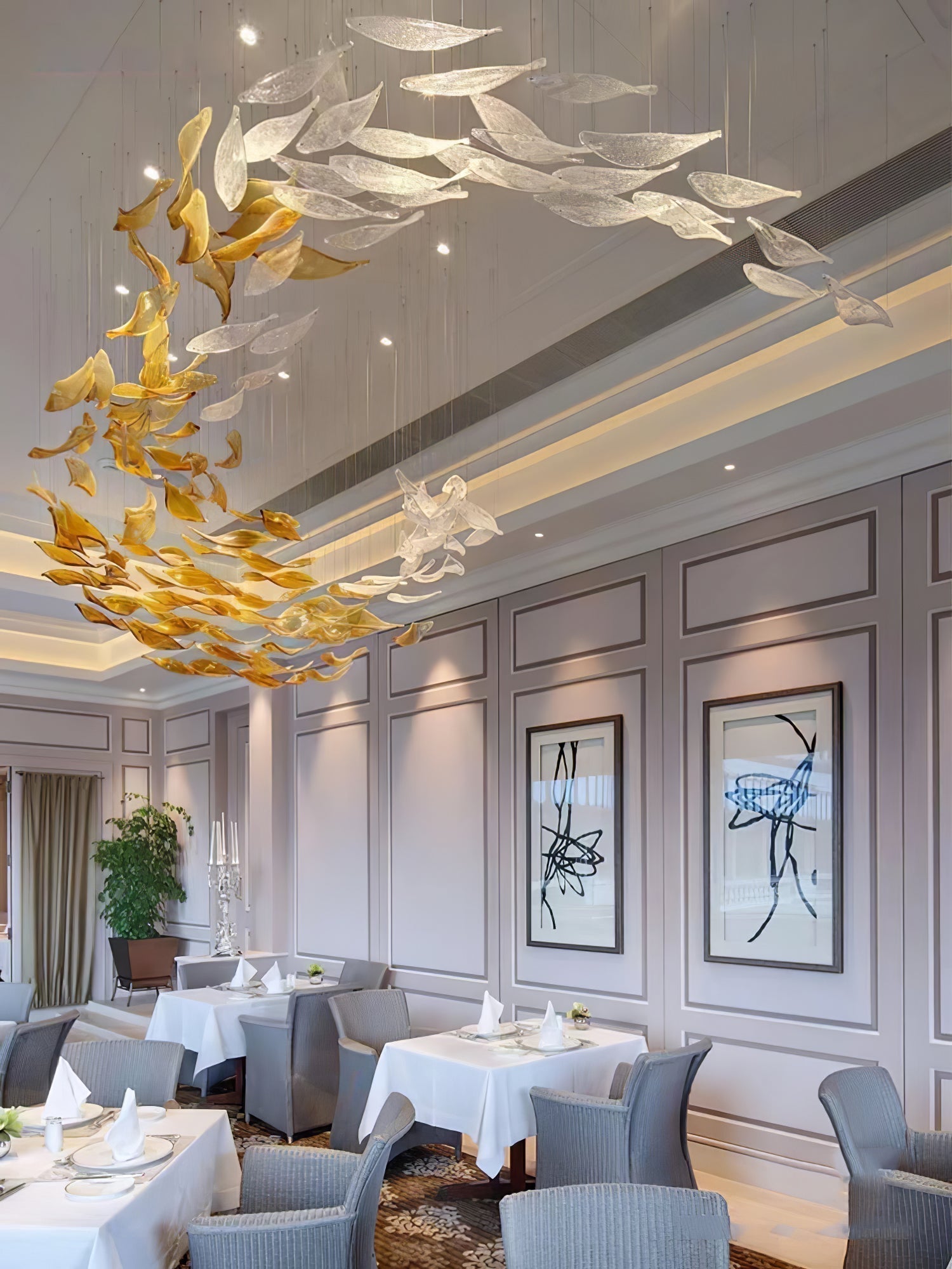 Vamararae Feuille Verre Cascade Lustre - Neutralighting