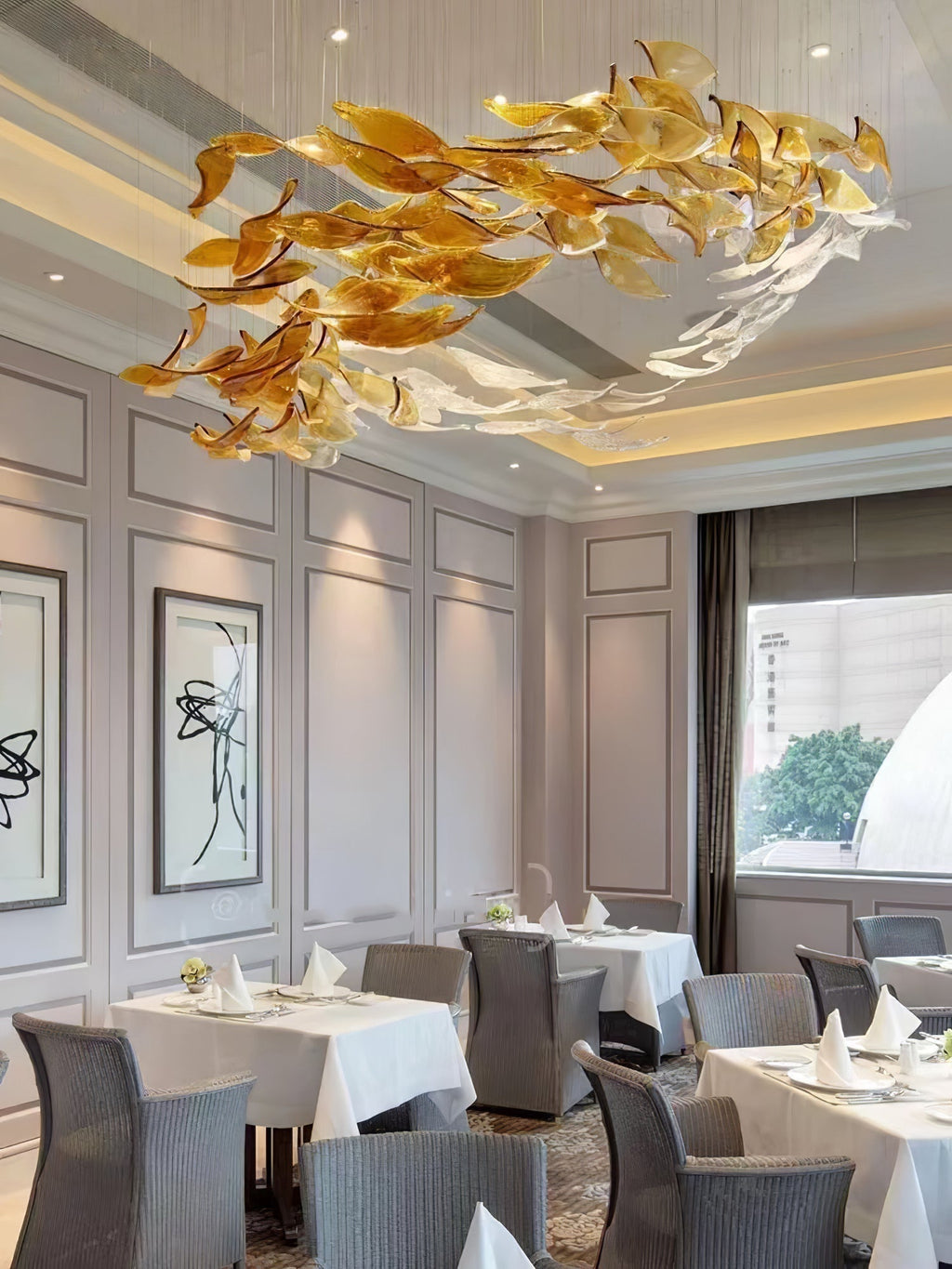 Vamararae Feuille Verre Cascade Lustre - Neutralighting