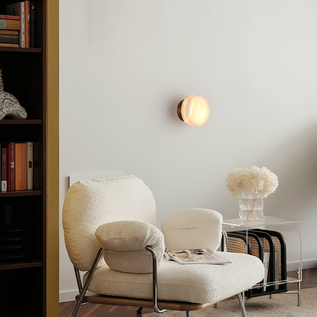 Glim Applique Murale Moderne Minimaliste En Laiton Et Albâtre - Neutralighting