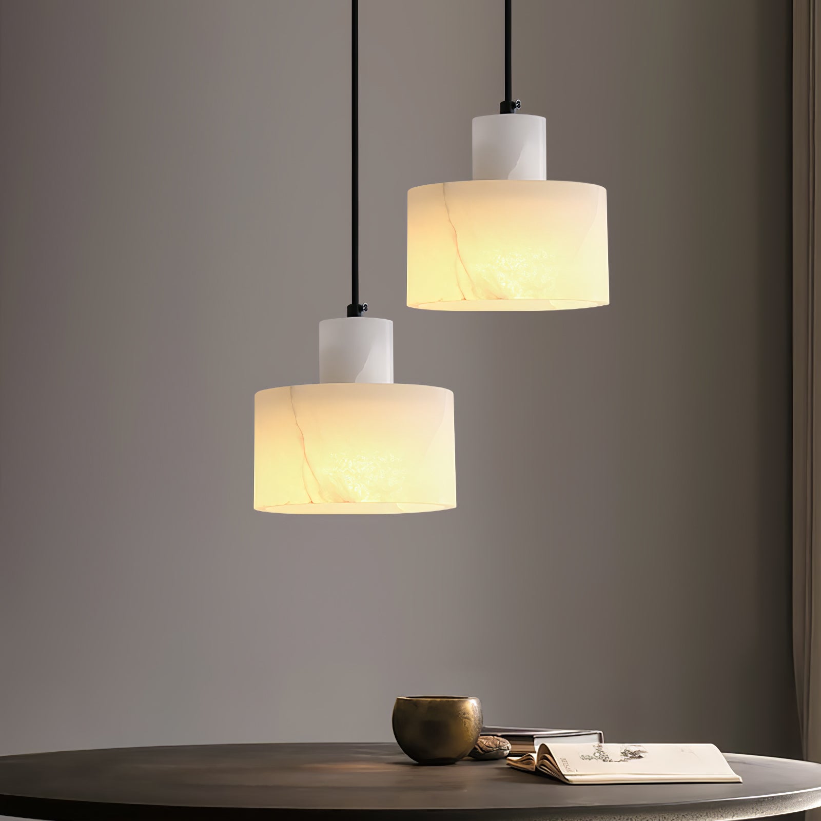 Alabaster Suspension Double Cylindrique - Neutralighting