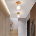 Arisha Moderne LED Plafonnier Dôme Bois Verre Salon Salle à Manger - Neutralighting
