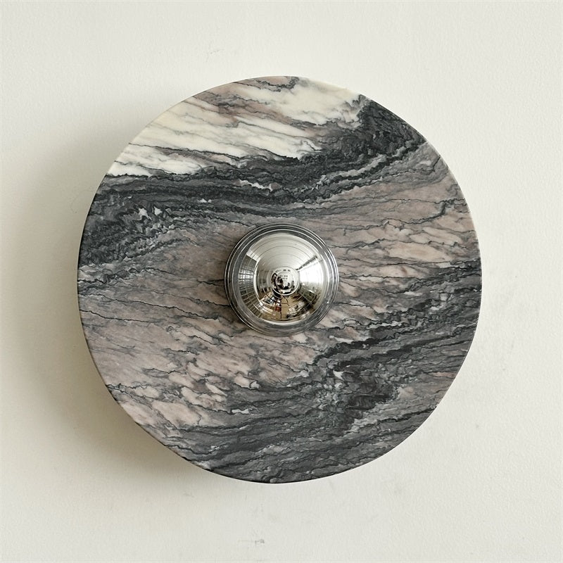 Zeno Applique Murale Ronde en Chrome, Marbre et Métal Style Minimaliste Moderne - Neutralighting