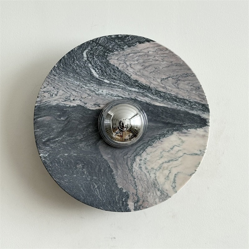 Zeno Applique Murale Ronde en Chrome, Marbre et Métal Style Minimaliste Moderne - Neutralighting