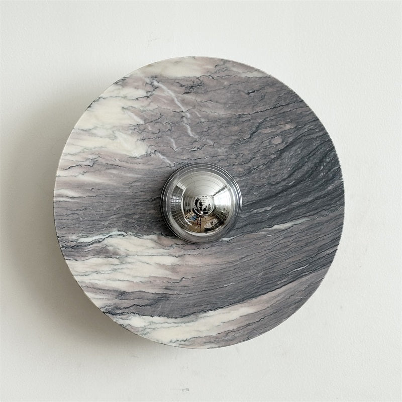 Zeno Applique Murale Ronde en Chrome, Marbre et Métal Style Minimaliste Moderne - Neutralighting