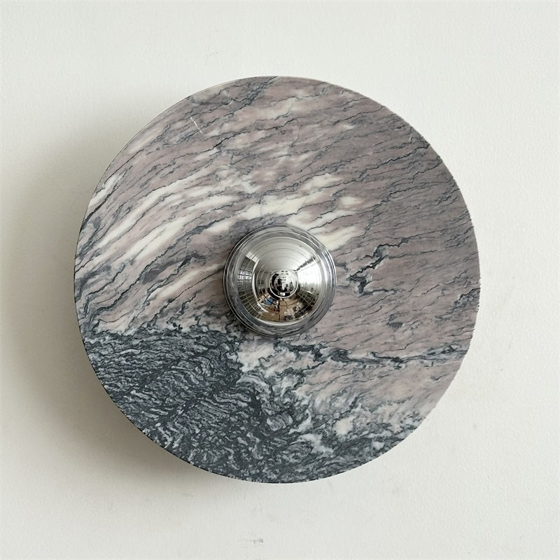 Zeno Applique Murale Ronde en Chrome, Marbre et Métal Style Minimaliste Moderne - Neutralighting