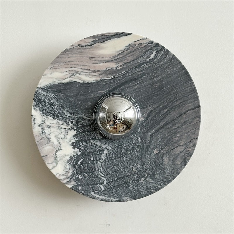 Zeno Applique Murale Ronde en Chrome, Marbre et Métal Style Minimaliste Moderne - Neutralighting