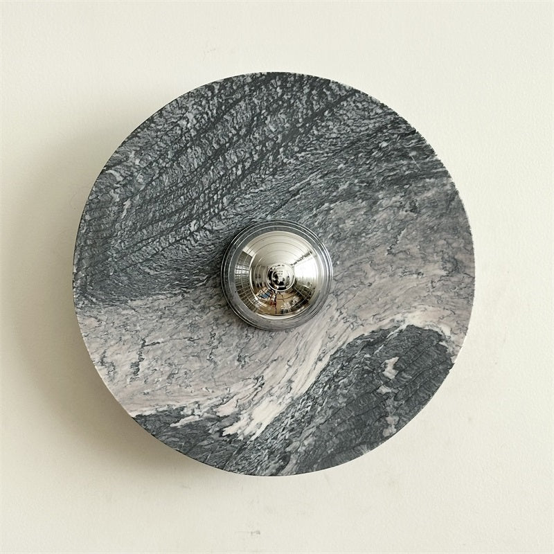 Zeno Applique Murale Ronde en Chrome, Marbre et Métal Style Minimaliste Moderne - Neutralighting