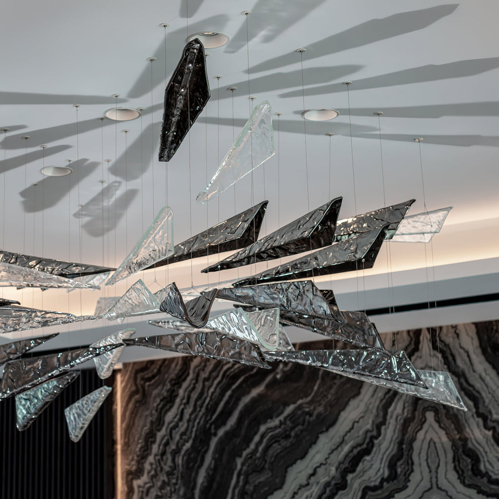 Nyvinia Verre Plume Forme Lustre - Neutralighting