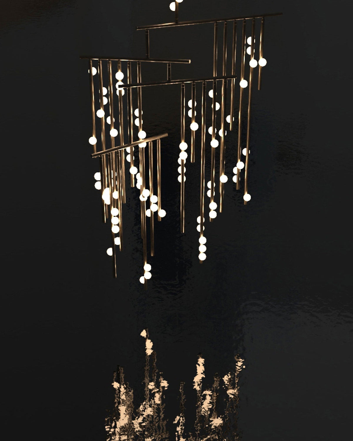 Eurzoris Chandelier Linéaire Géométrique en Laiton - Neutralighting