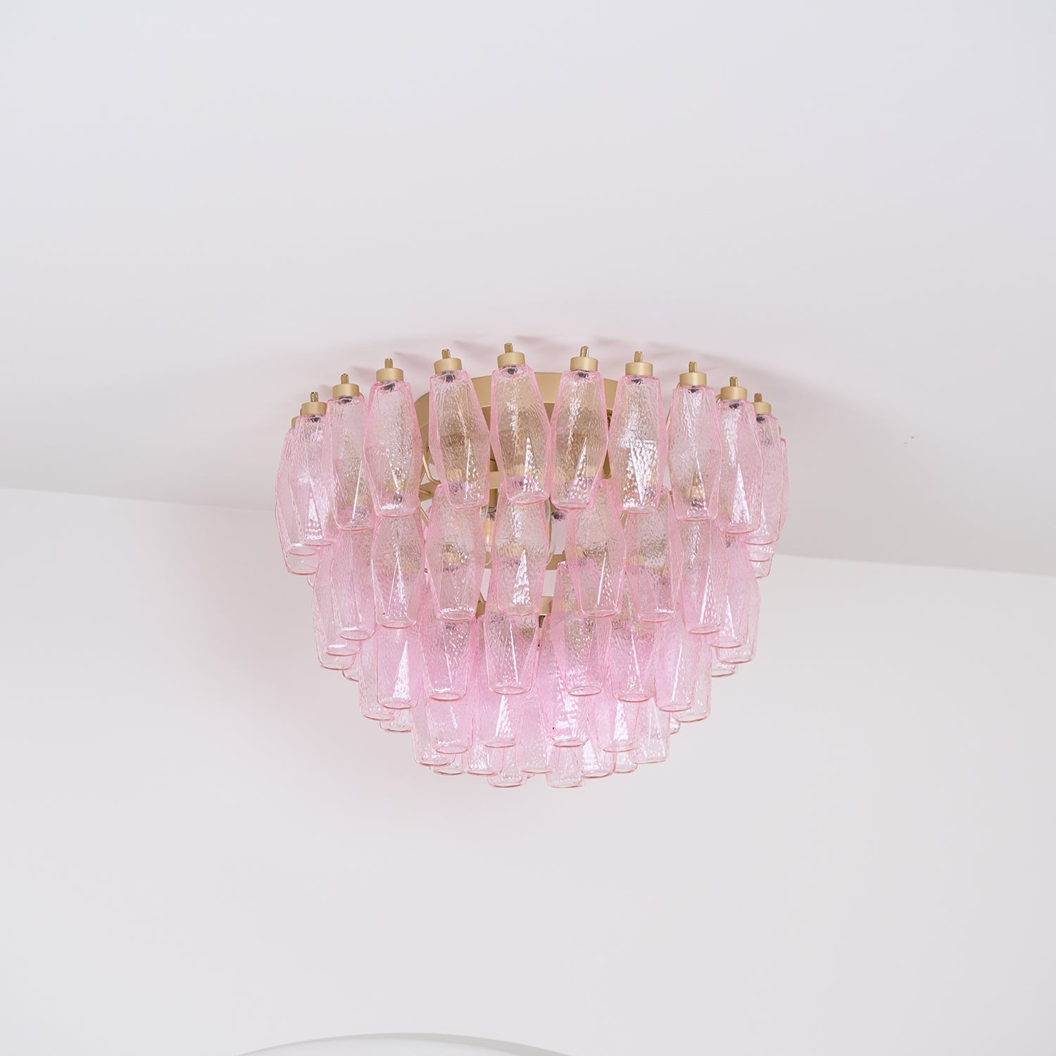 Aurora Lampe de Plafond en Verre de Murano Poliedri Rose - Neutralighting