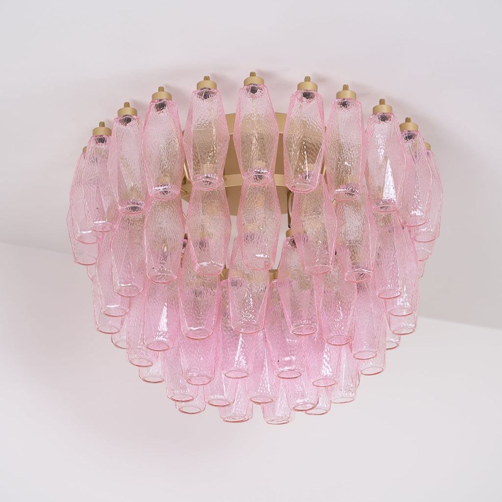 Aurora Lampe de Plafond en Verre de Murano Poliedri Rose - Neutralighting