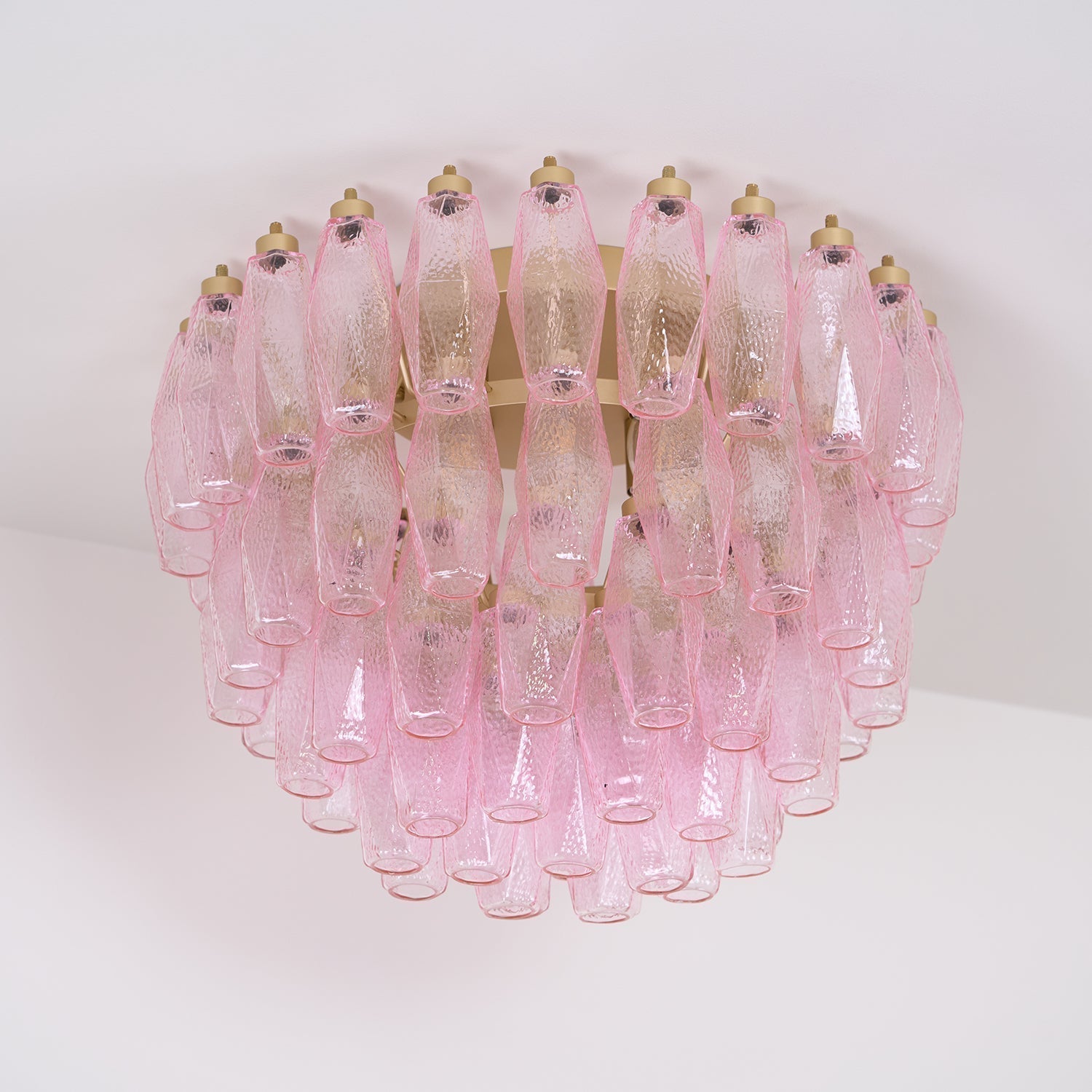 Aurora Lampe de Plafond en Verre de Murano Poliedri Rose - Neutralighting