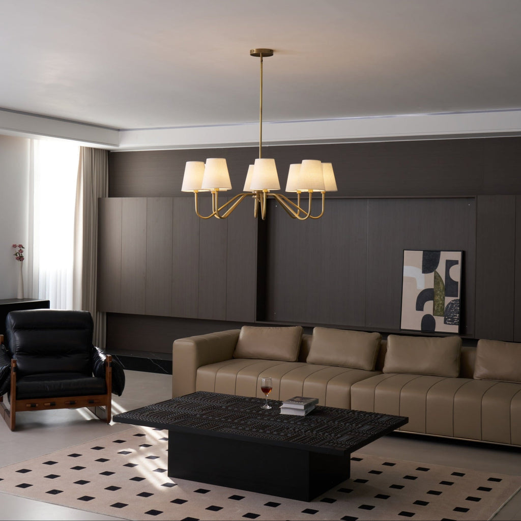 Viraean Chandelier Industriel Vintage en Laiton et Tissu - Neutralighting