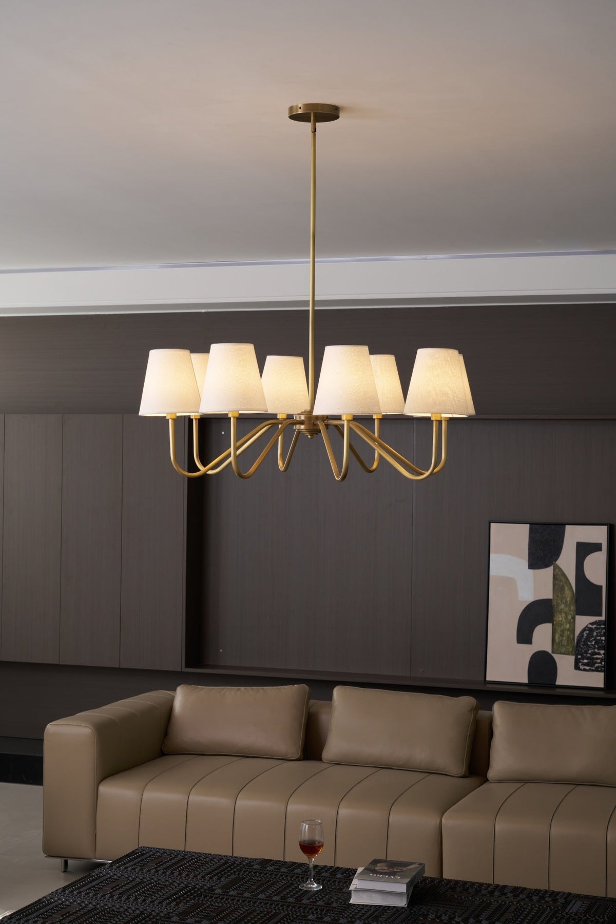 Viraean Chandelier Industriel Vintage en Laiton et Tissu - Neutralighting