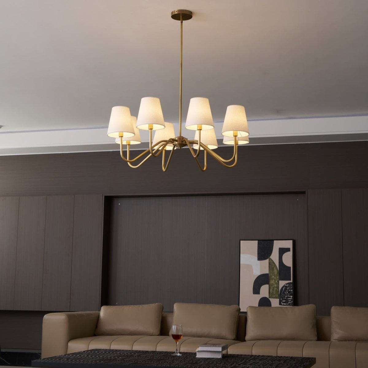 Viraean Chandelier Industriel Vintage en Laiton et Tissu - Neutralighting