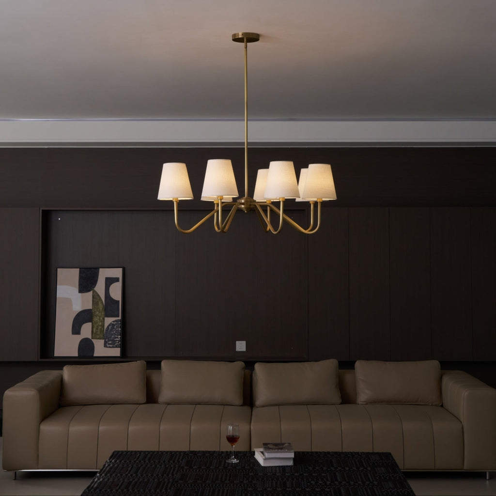 Viraean Chandelier Industriel Vintage en Laiton et Tissu - Neutralighting