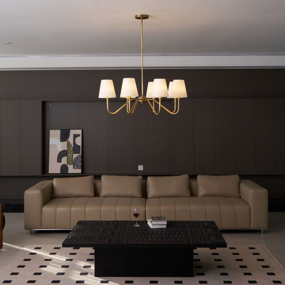 Viraean Chandelier Industriel Vintage en Laiton et Tissu - Neutralighting