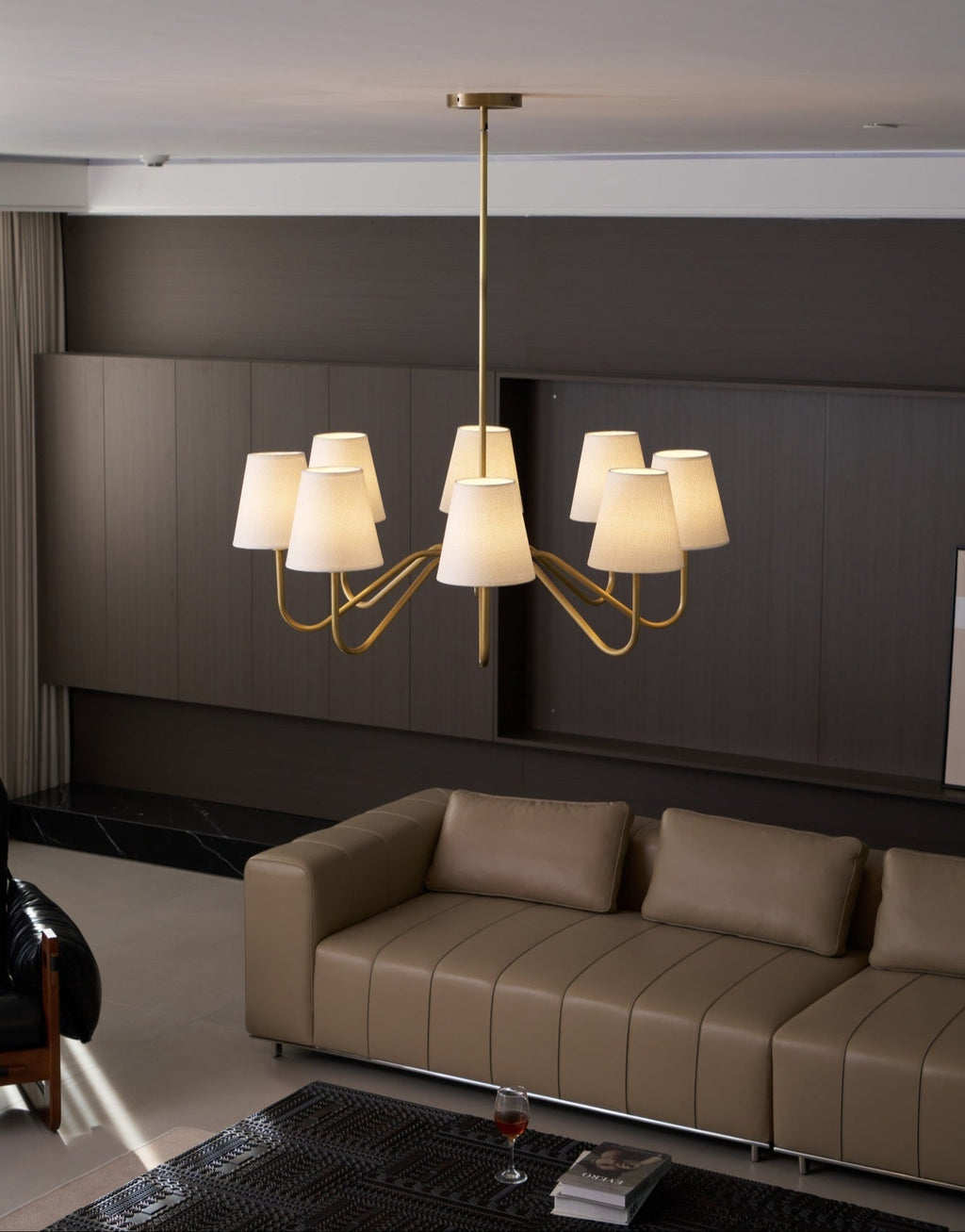 Viraean Chandelier Industriel Vintage en Laiton et Tissu - Neutralighting