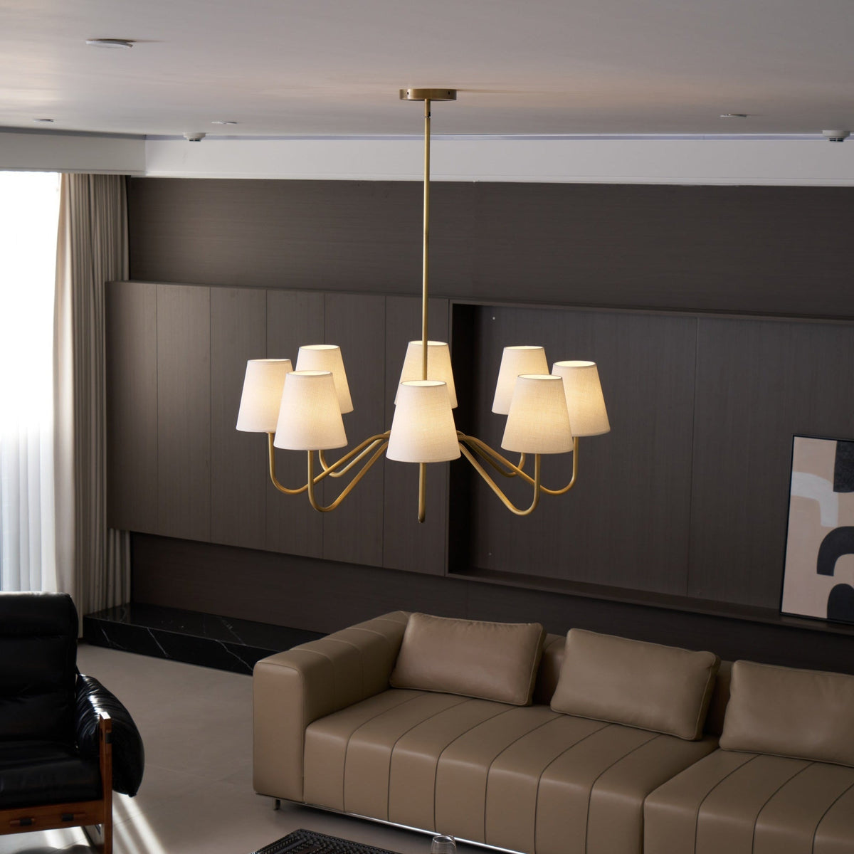 Viraean Chandelier Industriel Vintage en Laiton et Tissu - Neutralighting