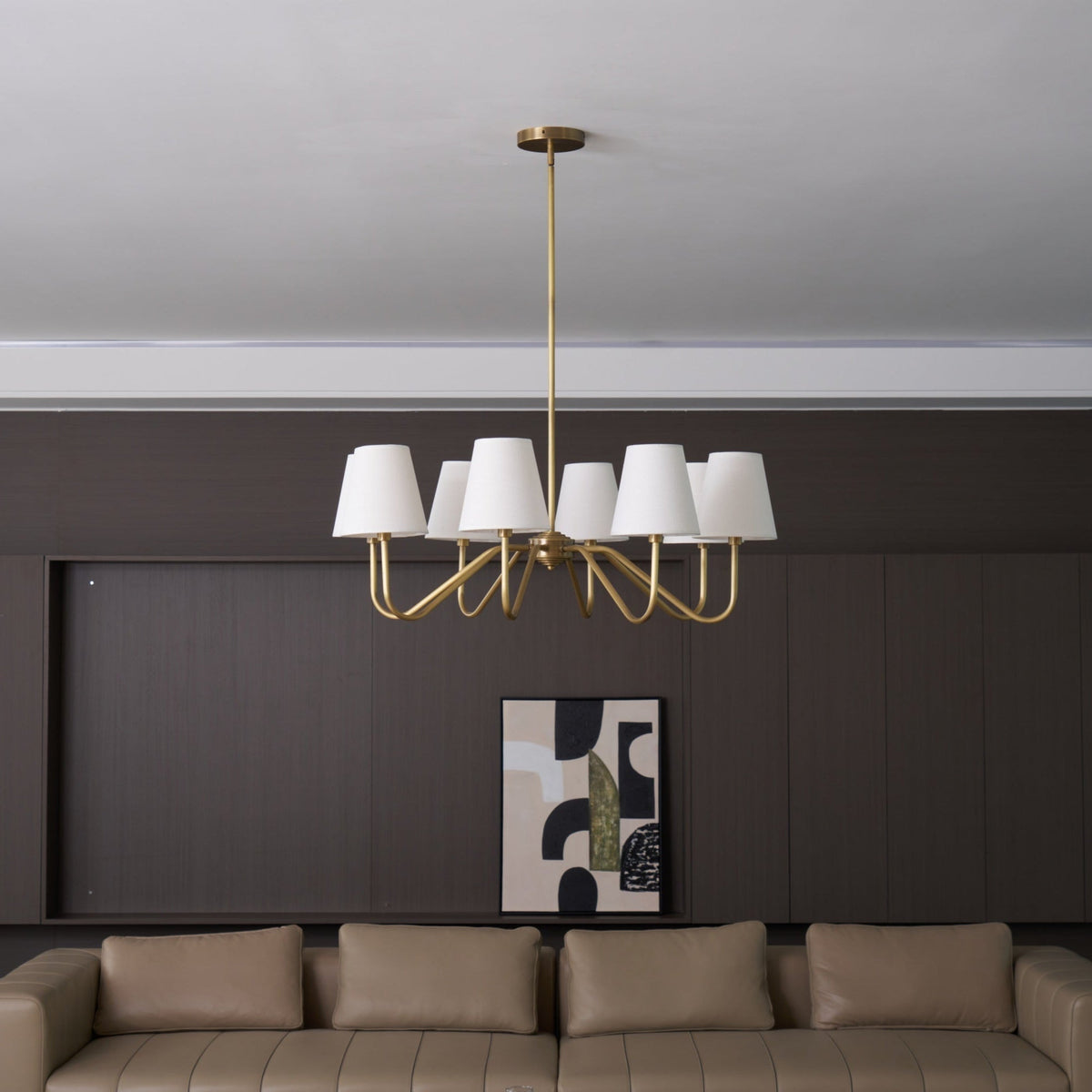 Viraean Chandelier Industriel Vintage en Laiton et Tissu - Neutralighting
