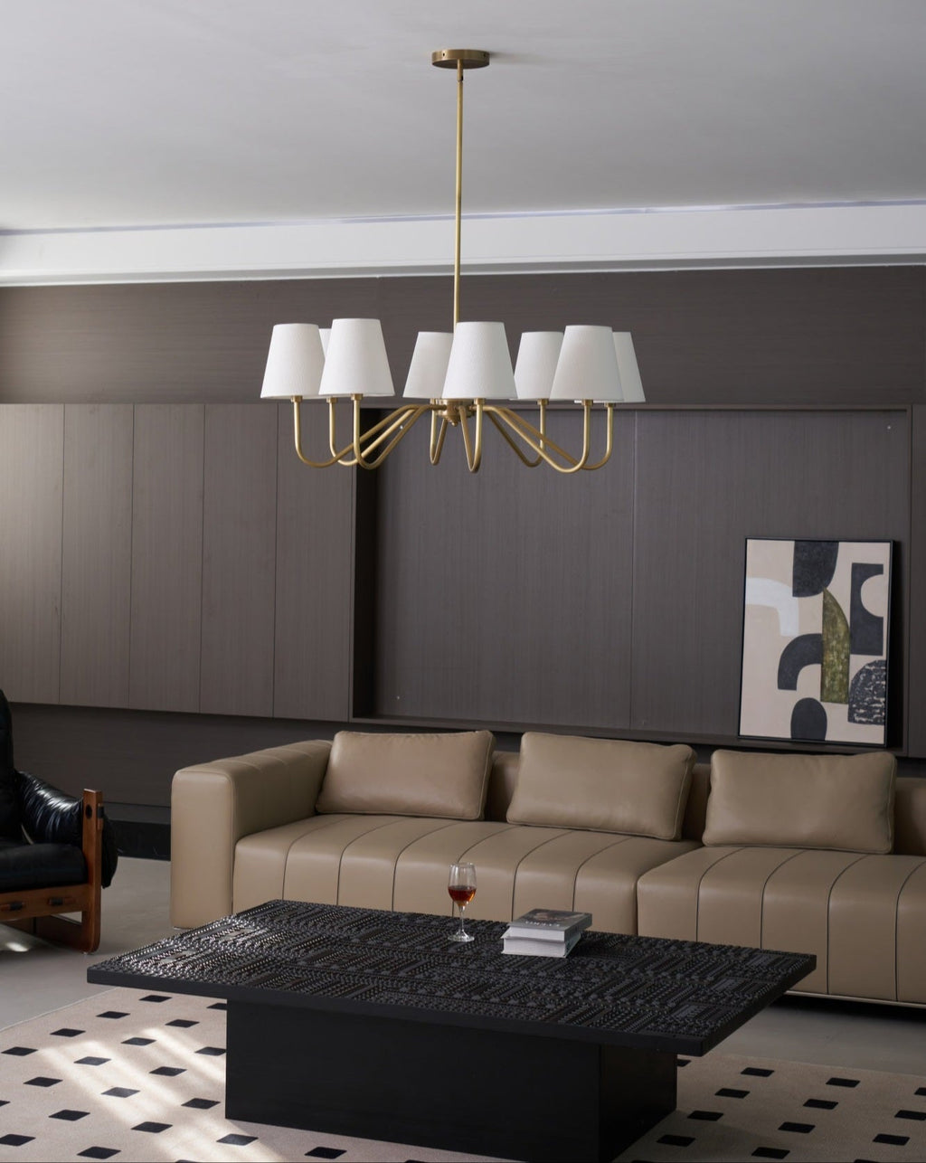 Viraean Chandelier Industriel Vintage en Laiton et Tissu - Neutralighting