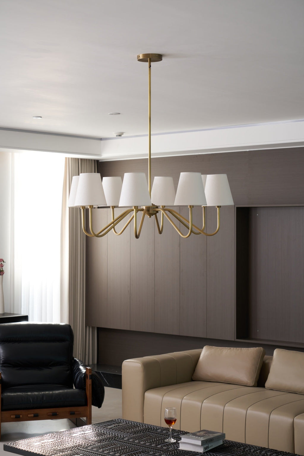 Viraean Chandelier Industriel Vintage en Laiton et Tissu - Neutralighting