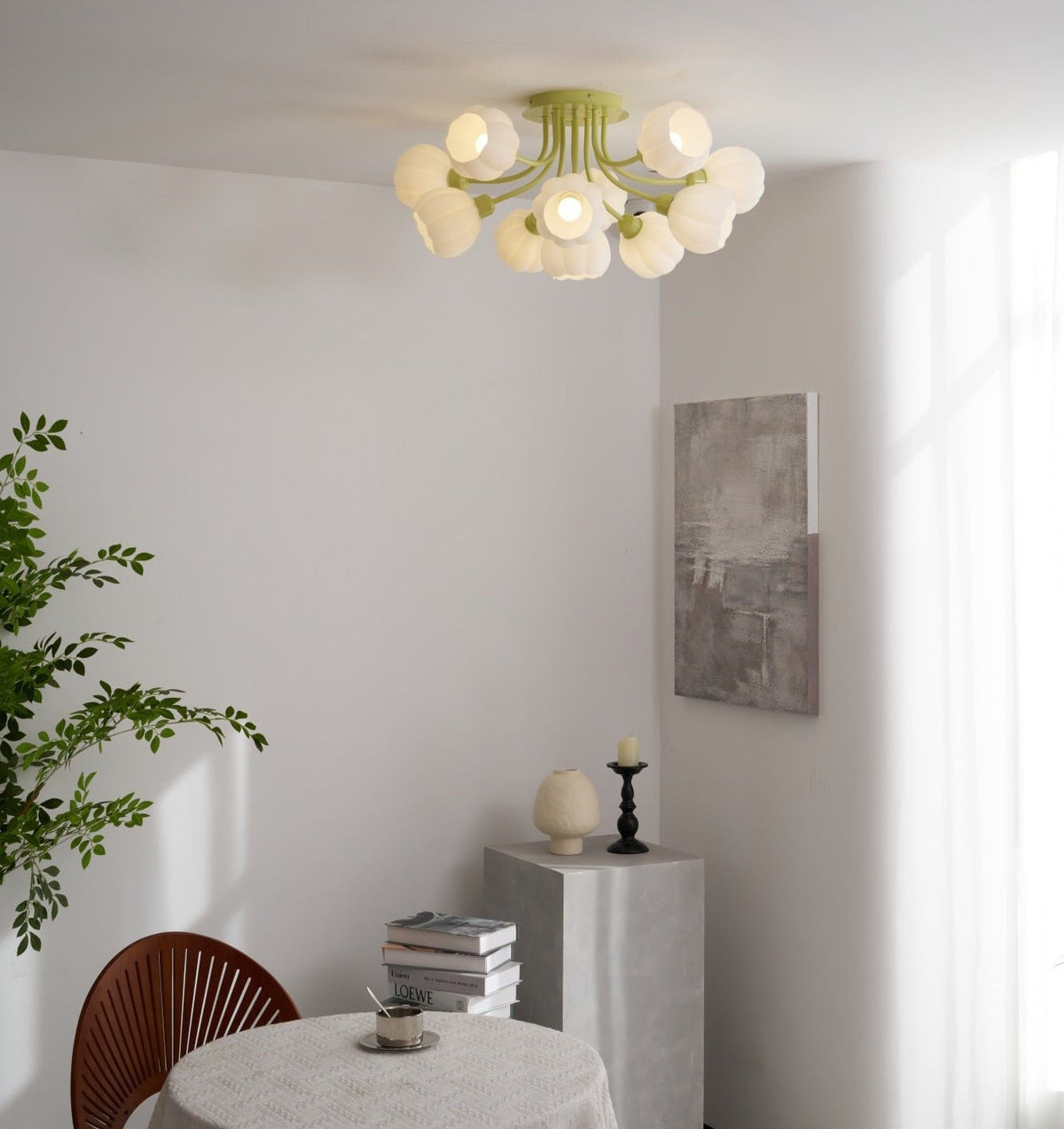 Zenorarae Plafonnier en Verre Matcha Élégant - Neutralighting