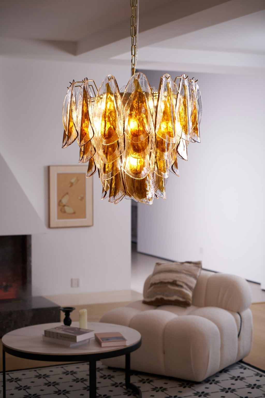 Aurora Lustre Ambre Feuille Verre Superposé Organique Chaleur - Neutralighting