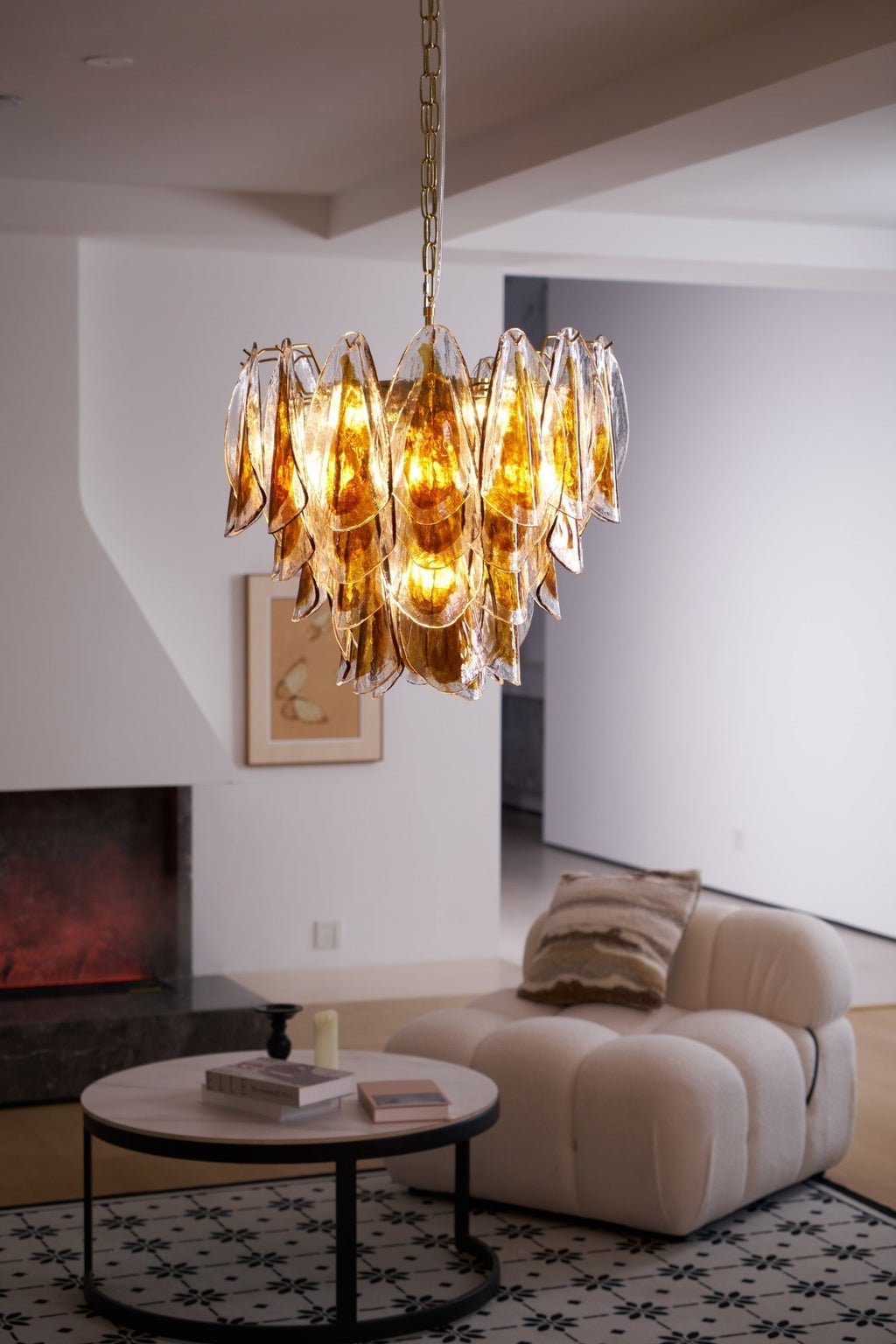 Aurora Lustre Ambre Feuille Verre Superposé Organique Chaleur - Neutralighting