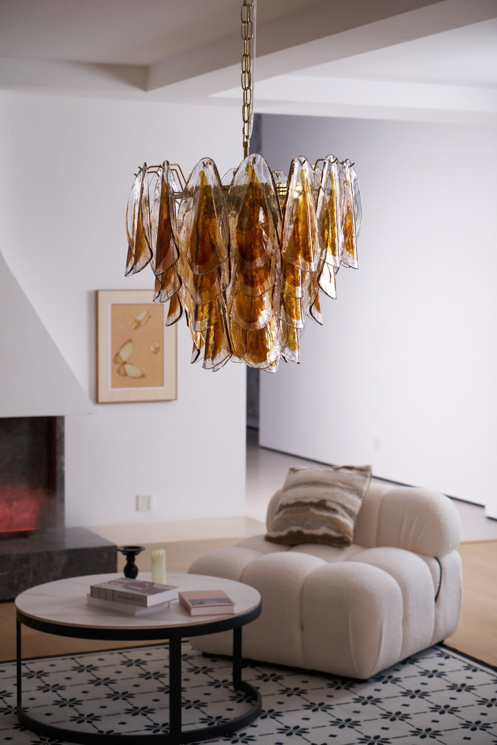 Aurora Lustre Ambre Feuille Verre Superposé Organique Chaleur - Neutralighting
