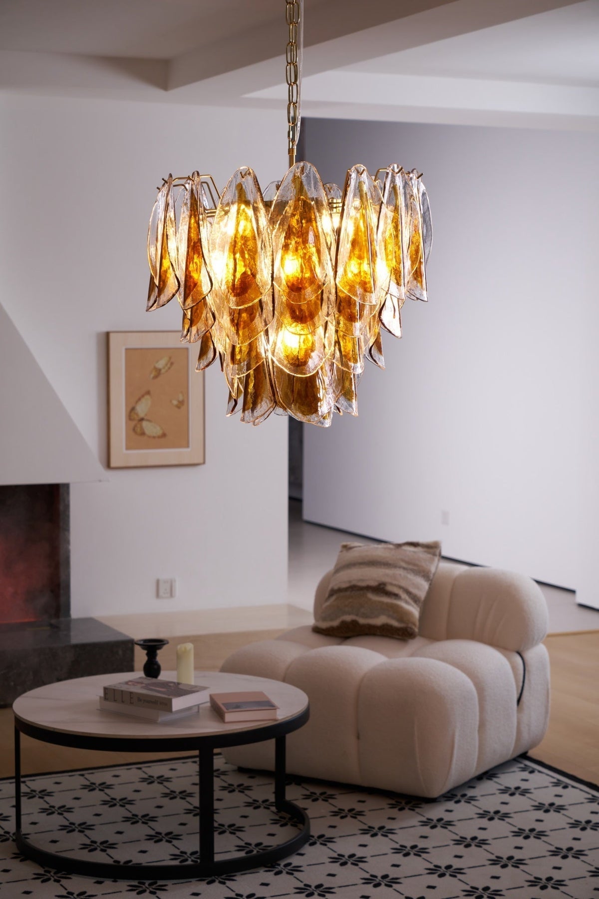 Aurora Lustre Ambre Feuille Verre Superposé Organique Chaleur - Neutralighting
