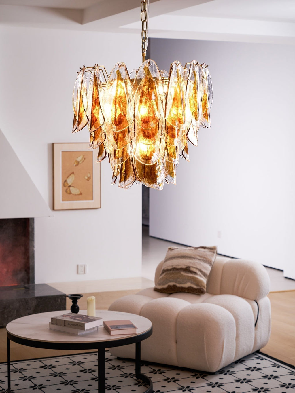 Aurora Lustre Ambre Feuille Verre Superposé Organique Chaleur - Neutralighting