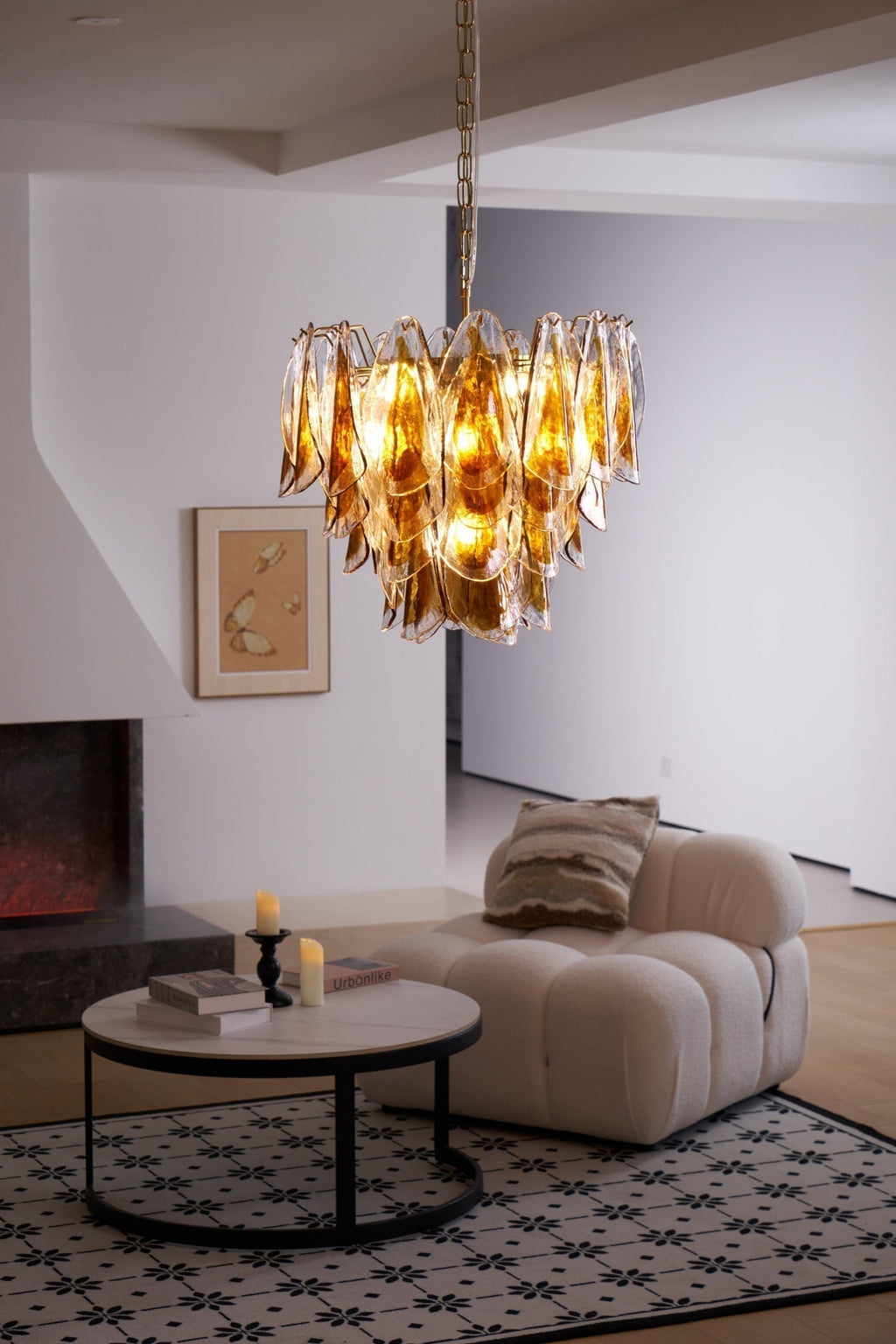 Aurora Lustre Ambre Feuille Verre Superposé Organique Chaleur - Neutralighting