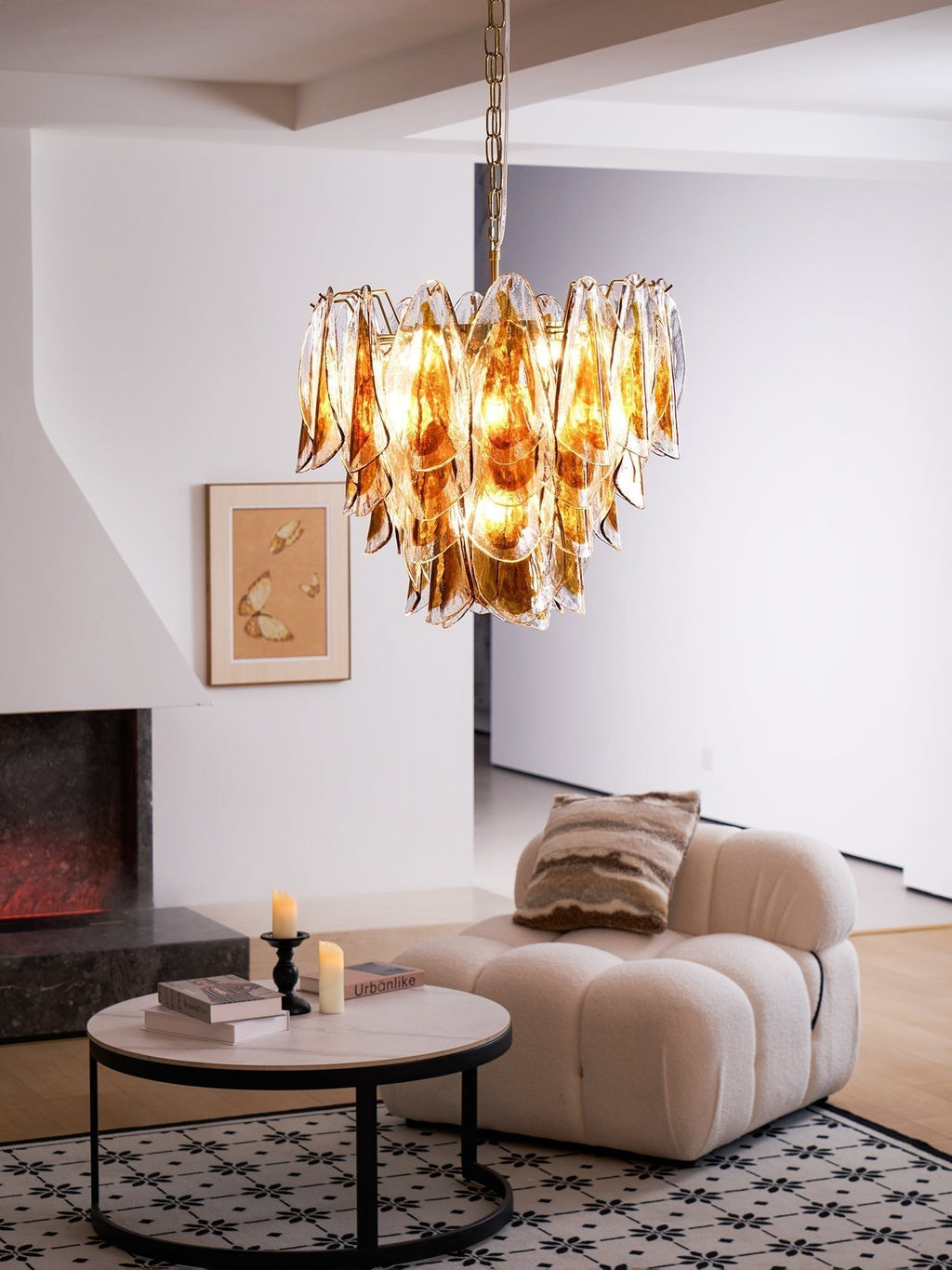 Aurora Lustre Ambre Feuille Verre Superposé Organique Chaleur - Neutralighting