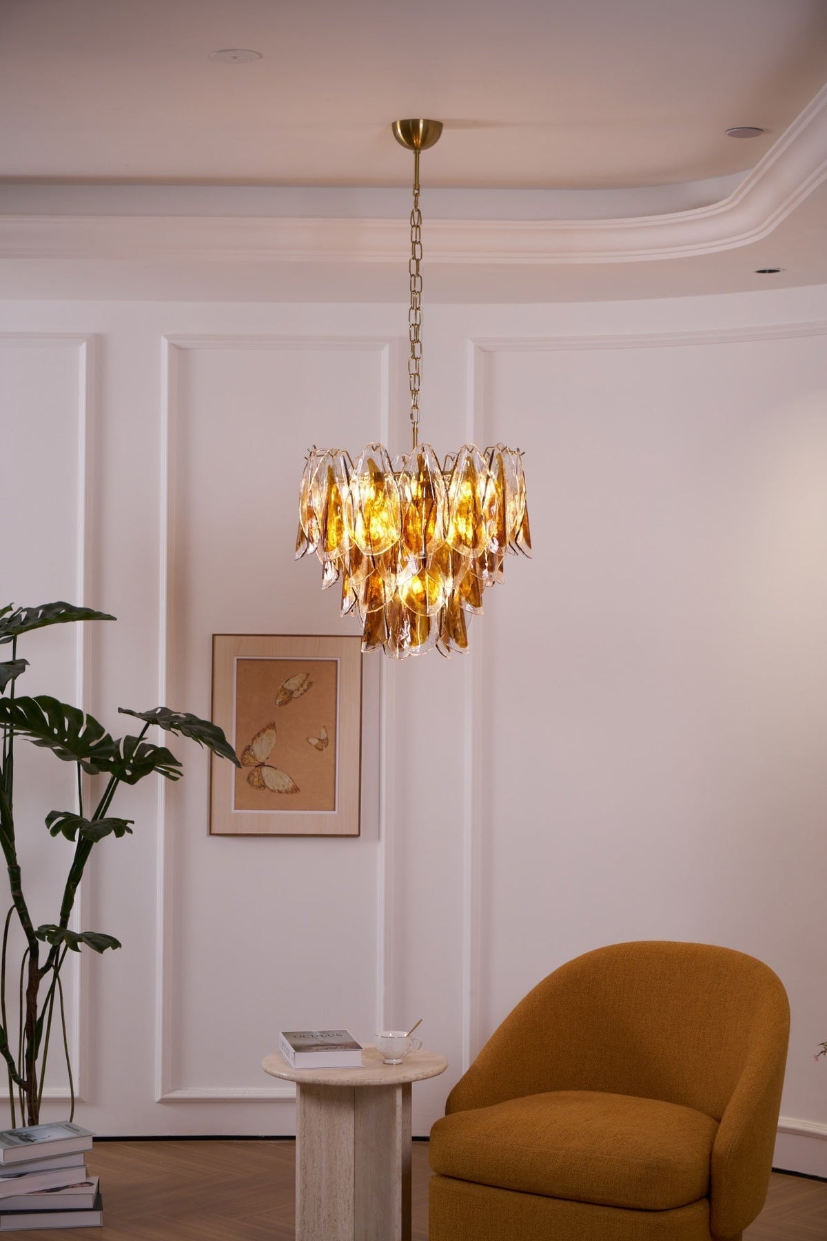 Aurora Lustre Ambre Feuille Verre Superposé Organique Chaleur - Neutralighting