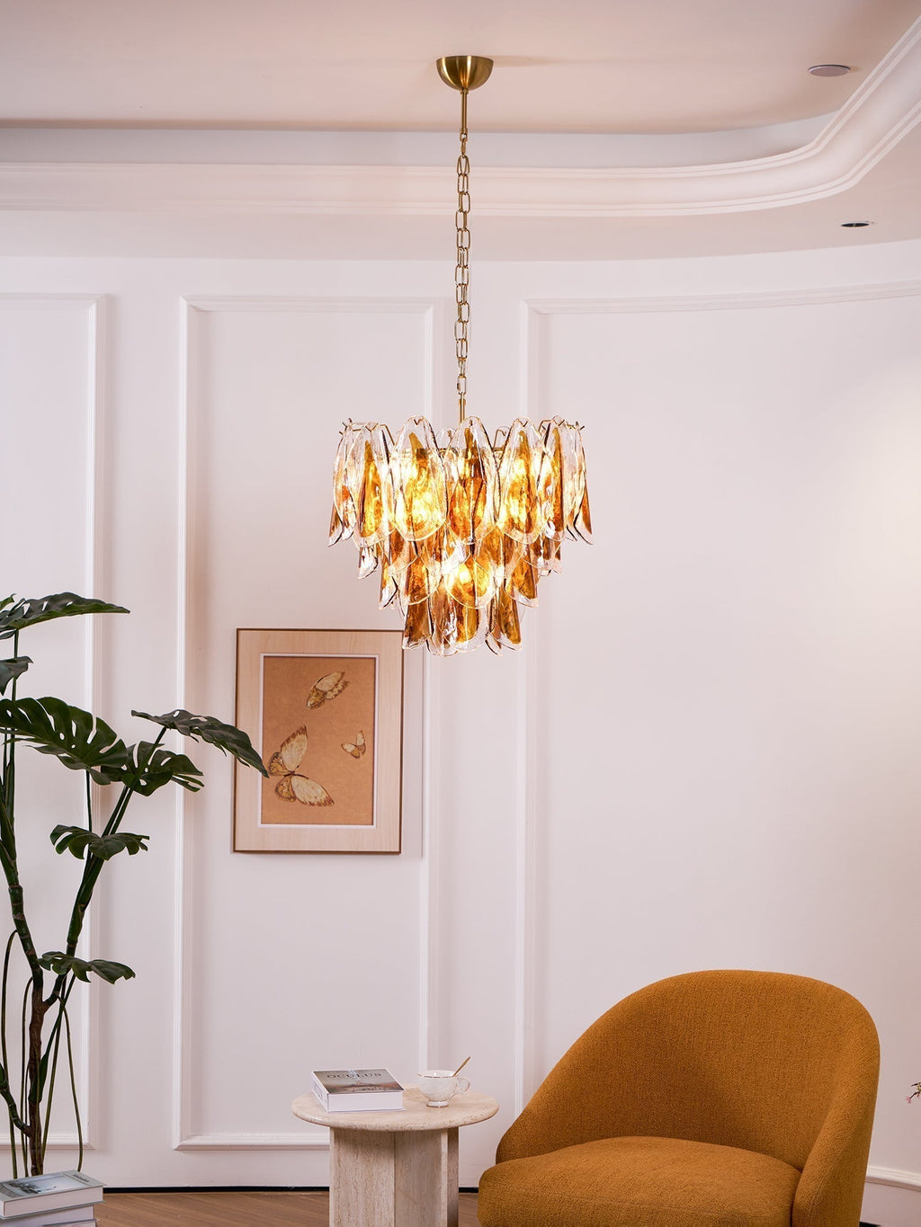 Aurora Lustre Ambre Feuille Verre Superposé Organique Chaleur - Neutralighting