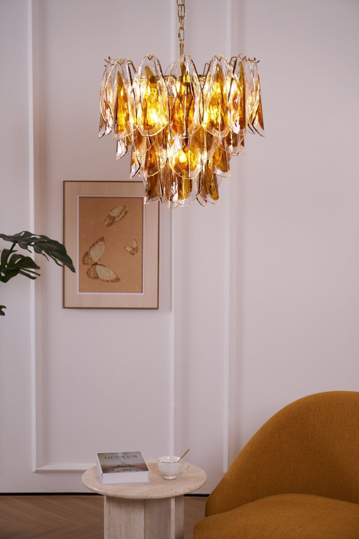 Aurora Lustre Ambre Feuille Verre Superposé Organique Chaleur - Neutralighting