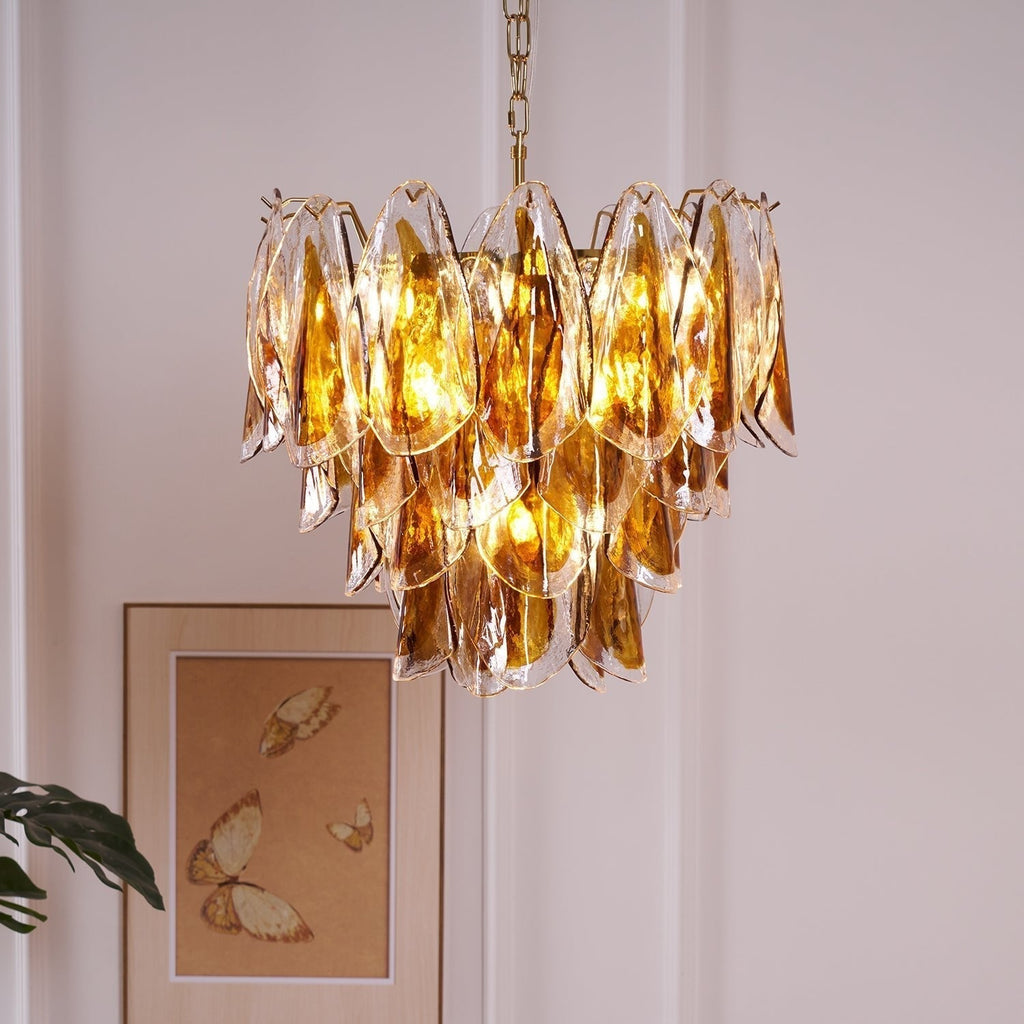 Aurora Lustre Ambre Feuille Verre Superposé Organique Chaleur - Neutralighting