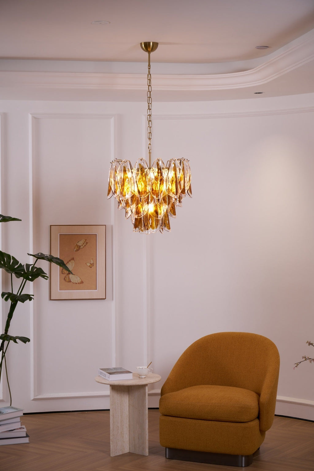 Aurora Lustre Ambre Feuille Verre Superposé Organique Chaleur - Neutralighting