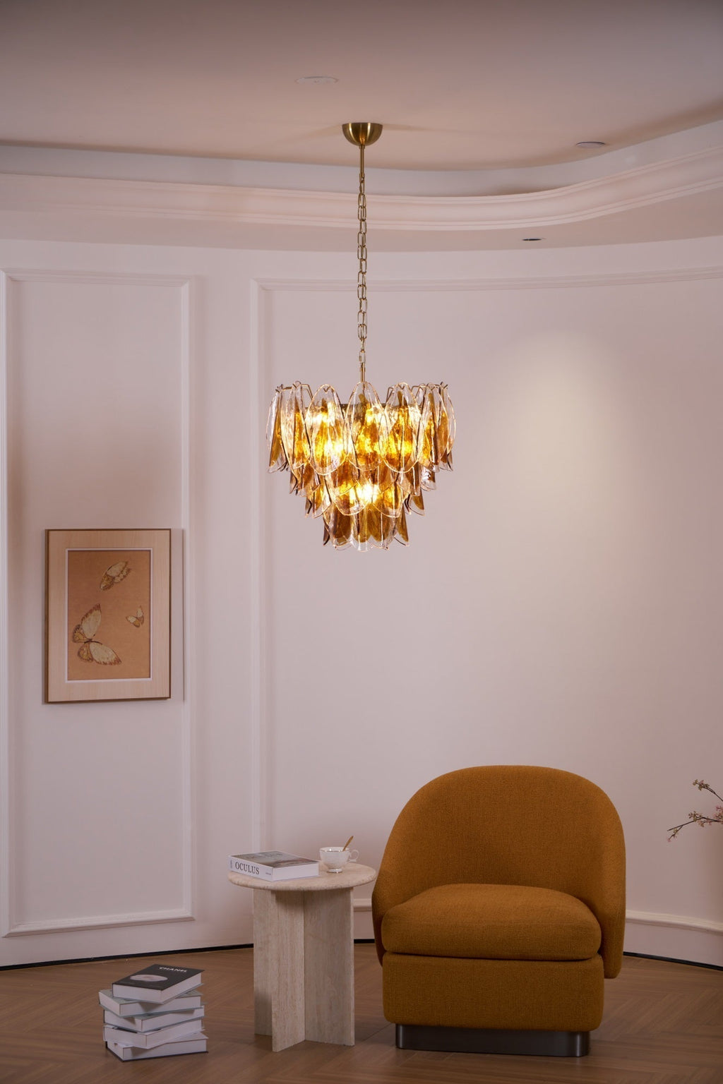 Aurora Lustre Ambre Feuille Verre Superposé Organique Chaleur - Neutralighting