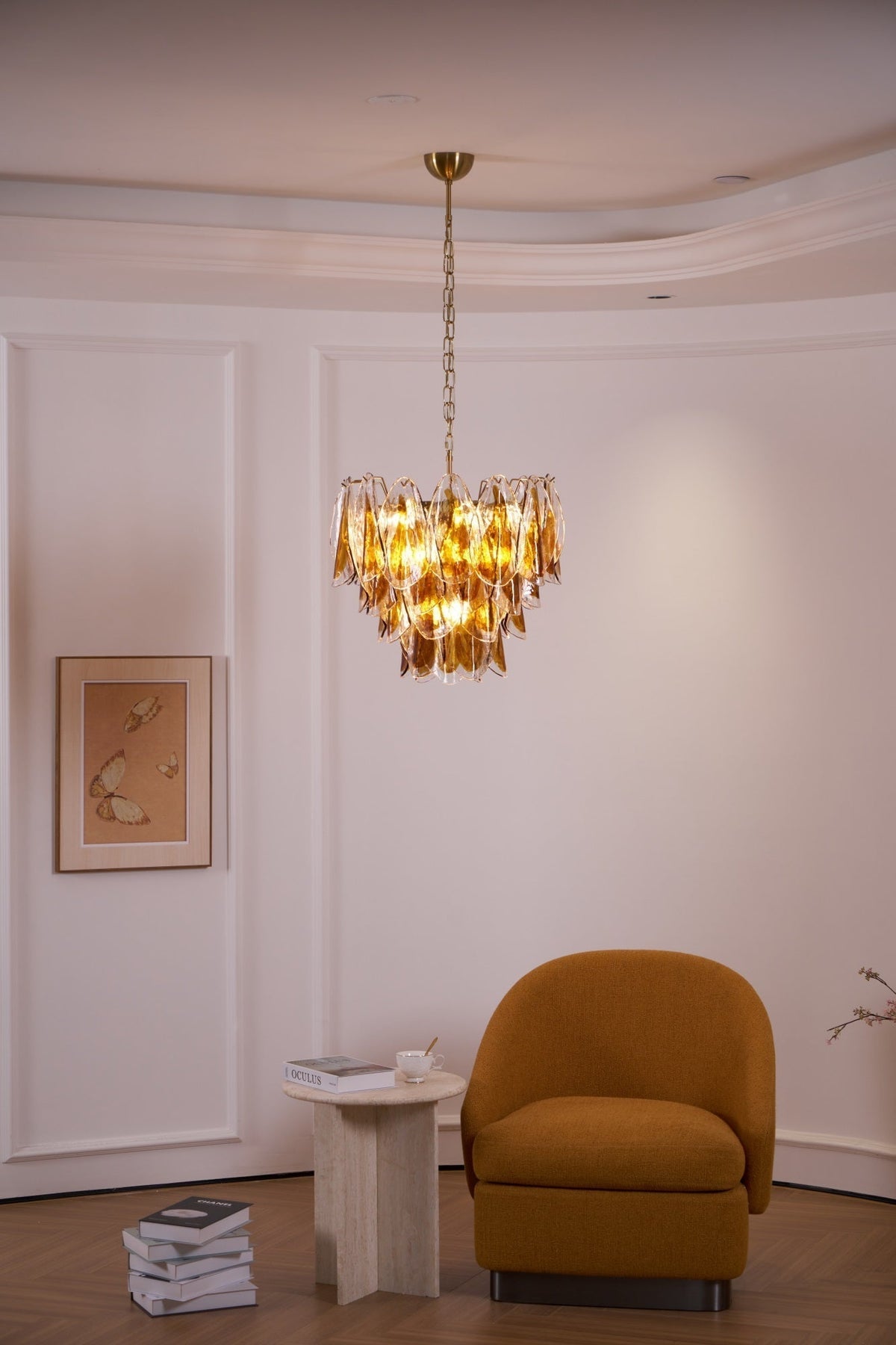 Aurora Lustre Ambre Feuille Verre Superposé Organique Chaleur - Neutralighting