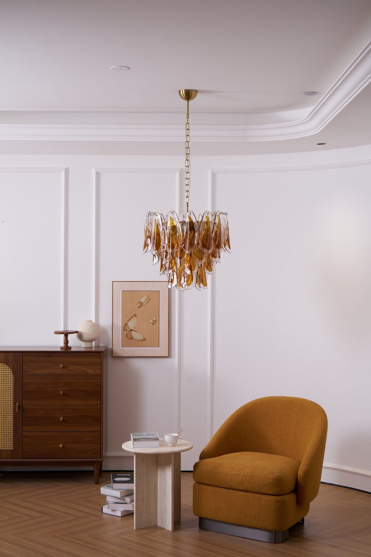 Aurora Lustre Ambre Feuille Verre Superposé Organique Chaleur - Neutralighting